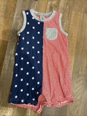 Carter's Sleeveless Stars & Stripes Romper - Red, Navy, Gray ~ Patriotic!